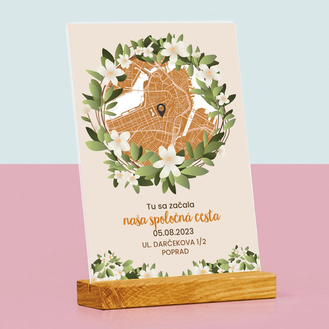 Mapa Mesta: Mapa Mesta: Začiatok Spoločnej Cesty - Tlač Na Akrylové Sklo (Vertikálne)