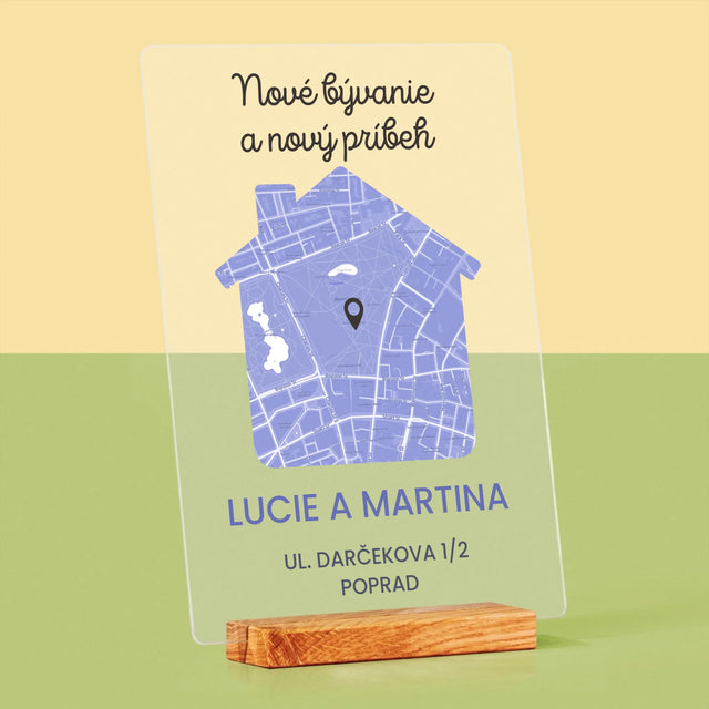 Mapa Mesta: Mapa Mesta: Nové Bývanie - Tlač Na Akrylové Sklo (Vertikálne)