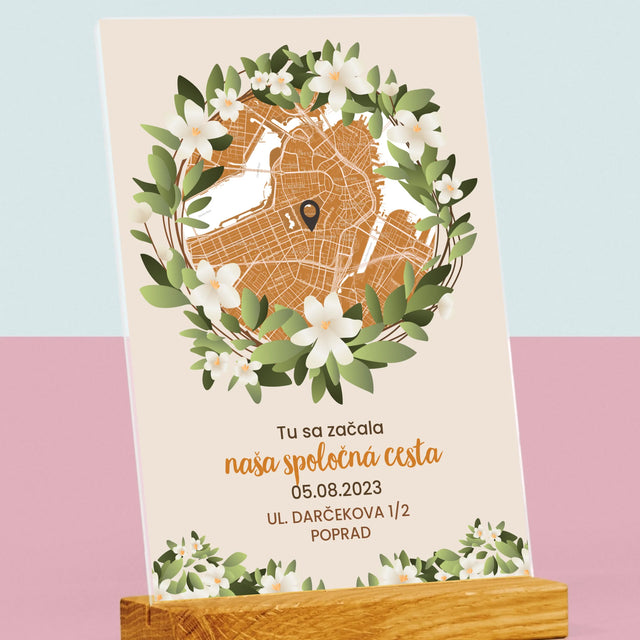 Mapa Mesta: Mapa Mesta: Začiatok Spoločnej Cesty - Tlač Na Akrylové Sklo (Vertikálne)