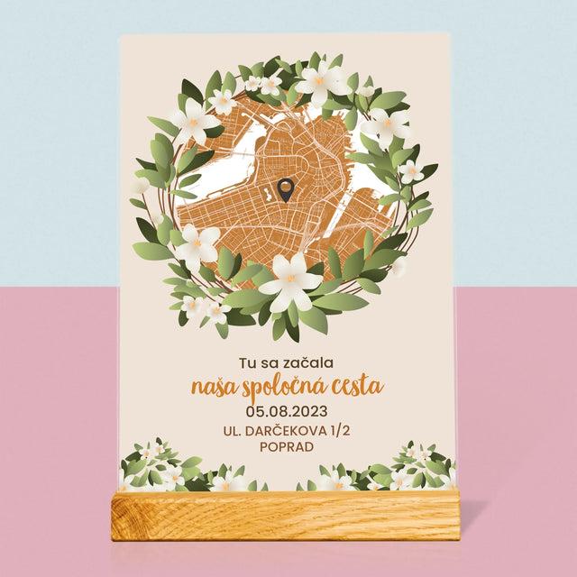 Mapa Mesta: Mapa Mesta: Začiatok Spoločnej Cesty - Tlač Na Akrylové Sklo (Vertikálne)