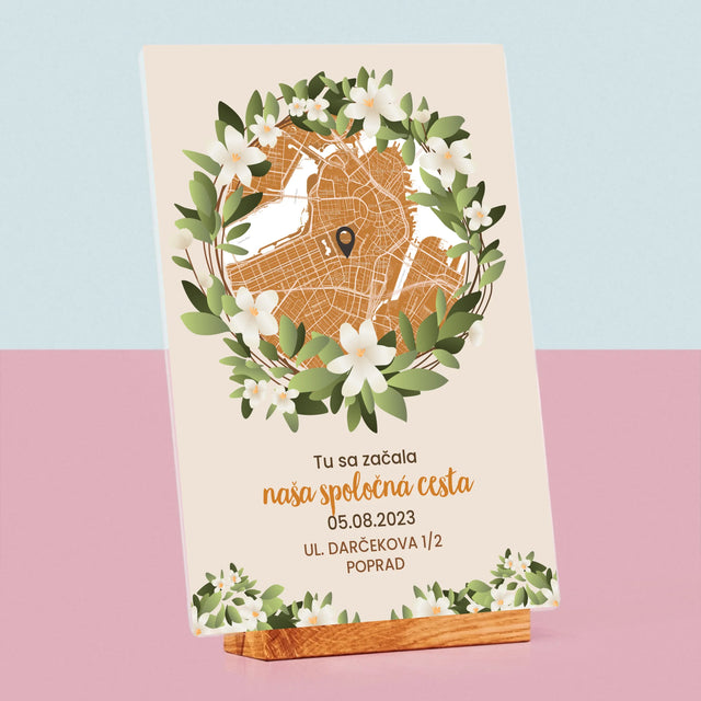 Mapa Mesta: Mapa Mesta: Začiatok Spoločnej Cesty - Tlač Na Akrylové Sklo (Vertikálne)