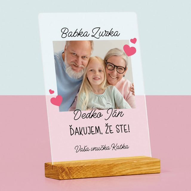 Fotografia A Podpis: Poďakovanie Pre Starých Rodičov - Tlač Na Akrylové Sklo (Vertikálne)