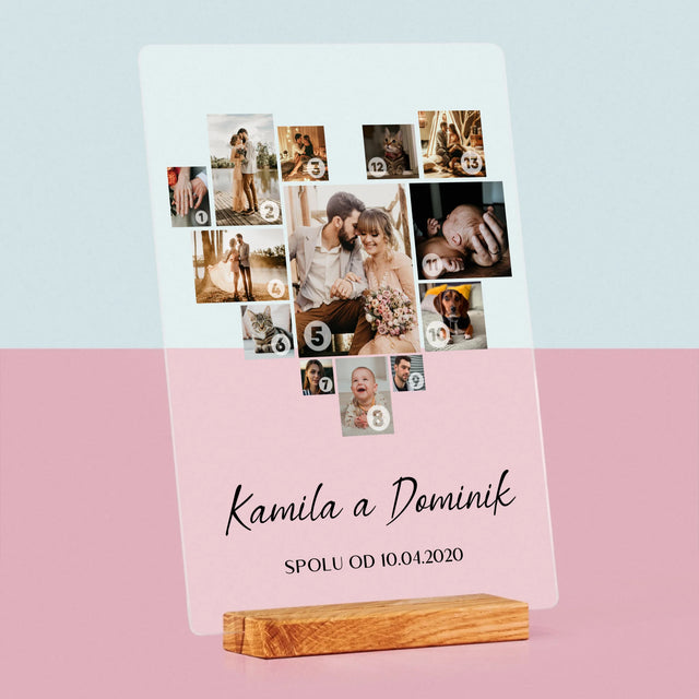 Fotokoláž: Srdce Koláž Z Fotografií - Tlač Na Akrylové Sklo (Vertikálne)