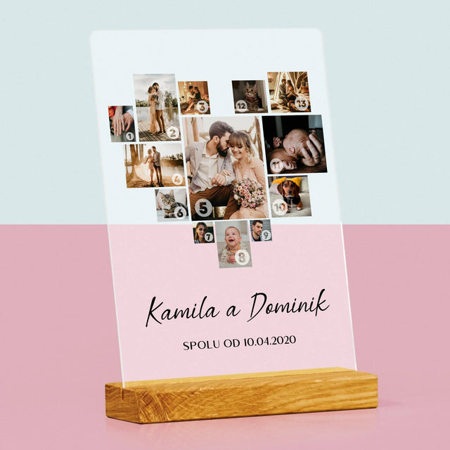 Fotokoláž: Srdce Koláž Z Fotografií - Tlač Na Akrylové Sklo (Vertikálne)