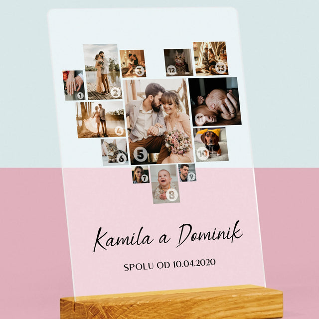 Fotokoláž: Srdce Koláž Z Fotografií - Tlač Na Akrylové Sklo (Vertikálne)