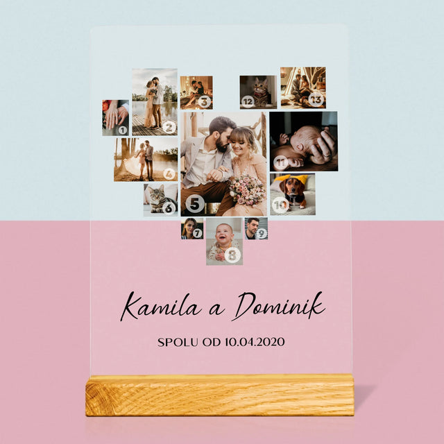 Fotokoláž: Srdce Koláž Z Fotografií - Tlač Na Akrylové Sklo (Vertikálne)