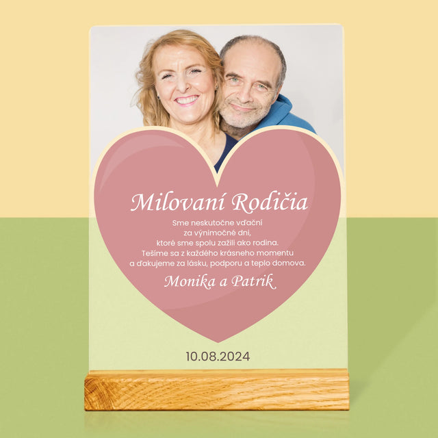 Fotografia A Podpis: Milovaní Rodičia - Tlač Na Akrylové Sklo (Vertikálne)