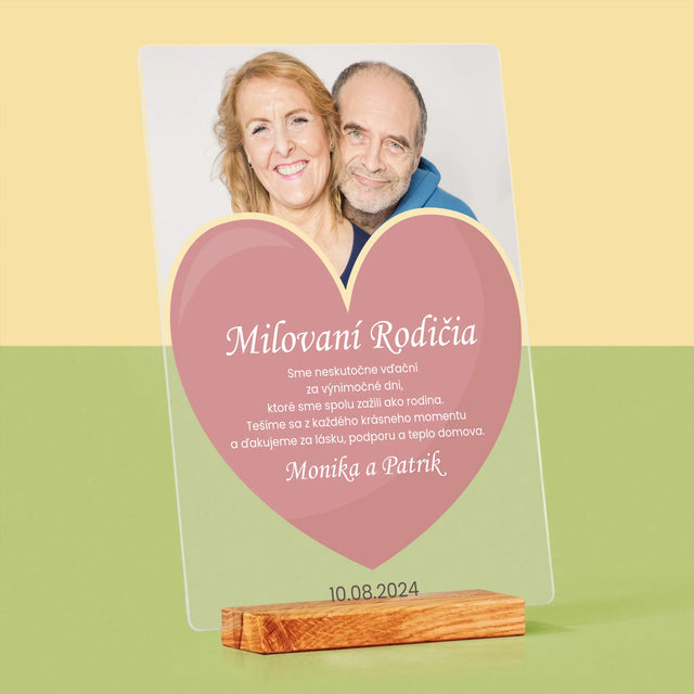 Fotografia A Podpis: Milovaní Rodičia - Tlač Na Akrylové Sklo (Vertikálne)