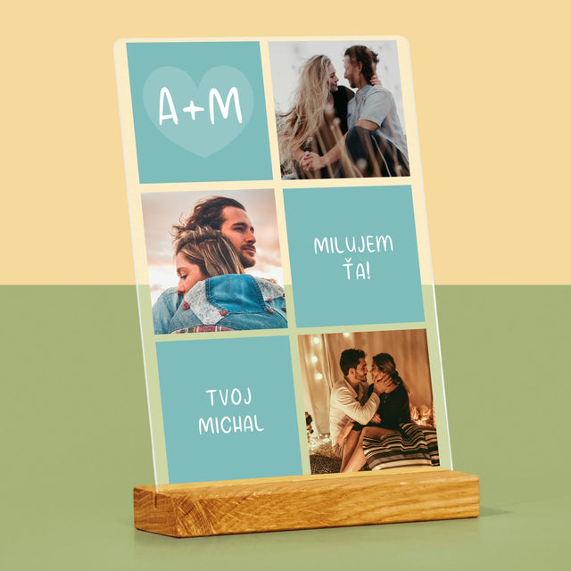 Fotokoláž: Milujem Ťa Iniciály - Tlač Na Akrylové Sklo (Vertikálne)