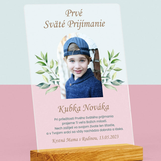 Fotografia A Podpis: Prvé Sväté Prijímanie Venovanie - Tlač Na Akrylové Sklo (Vertikálne)