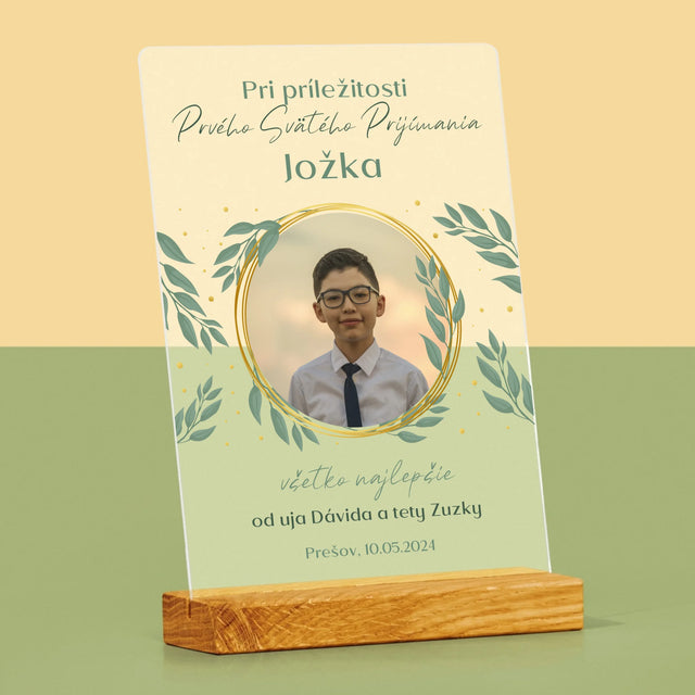 Fotografia A Podpis: Pri Príležitosti Prvého Svätého Prijímania - Tlač Na Akrylové Sklo (Vertikálne)