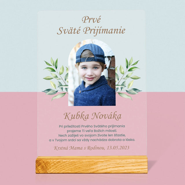 Fotografia A Podpis: Prvé Sväté Prijímanie Venovanie - Tlač Na Akrylové Sklo (Vertikálne)