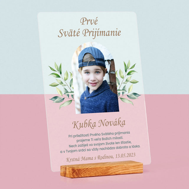 Fotografia A Podpis: Prvé Sväté Prijímanie Venovanie - Tlač Na Akrylové Sklo (Vertikálne)