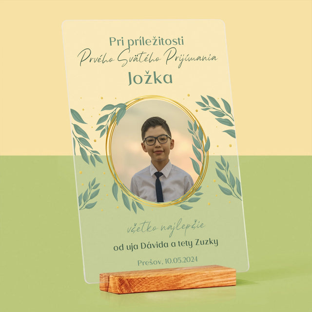 Fotografia A Podpis: Pri Príležitosti Prvého Svätého Prijímania - Tlač Na Akrylové Sklo (Vertikálne)