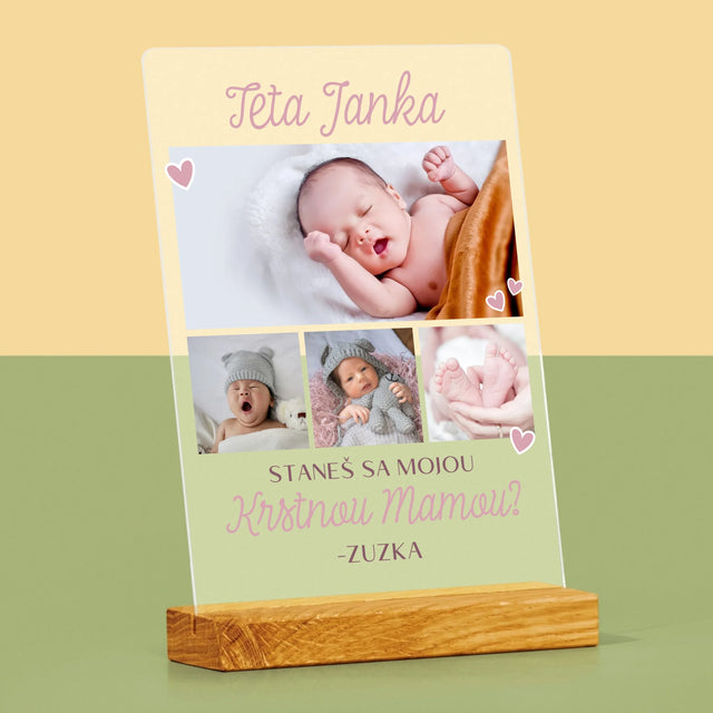 Fotokoláž: Staneš Sa Mojou Krstnou - Tlač Na Akrylové Sklo (Vertikálne)