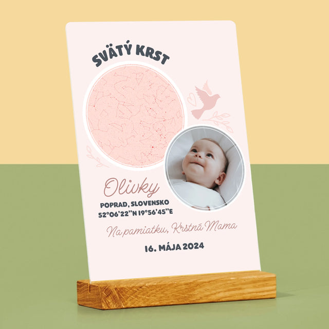 Mapa Hviezd: Krst - Tlač Na Akrylové Sklo (Vertikálne)