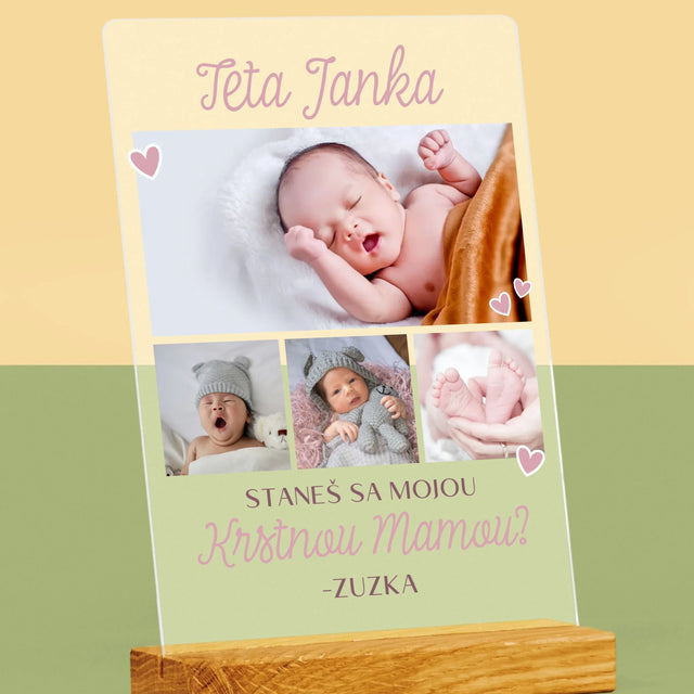 Fotokoláž: Staneš Sa Mojou Krstnou - Tlač Na Akrylové Sklo (Vertikálne)