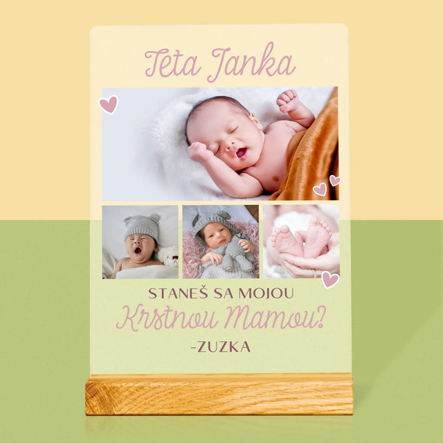 Fotokoláž: Staneš Sa Mojou Krstnou - Tlač Na Akrylové Sklo (Vertikálne)