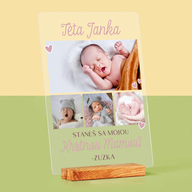 Fotokoláž: Staneš Sa Mojou Krstnou - Tlač Na Akrylové Sklo (Vertikálne)