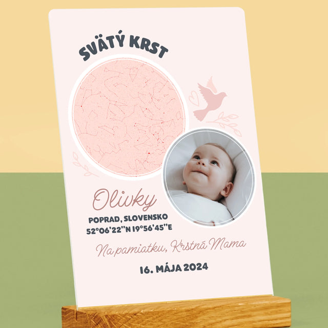 Mapa Hviezd: Krst - Tlač Na Akrylové Sklo (Vertikálne)