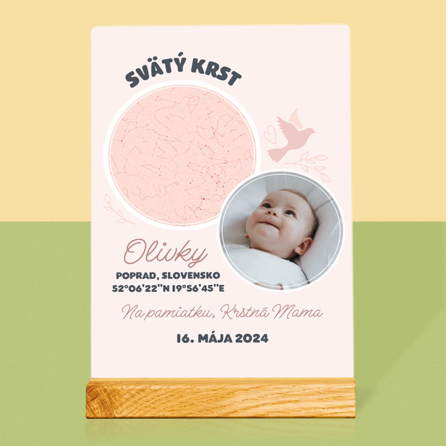 Mapa Hviezd: Krst - Tlač Na Akrylové Sklo (Vertikálne)