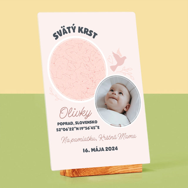 Mapa Hviezd: Krst - Tlač Na Akrylové Sklo (Vertikálne)