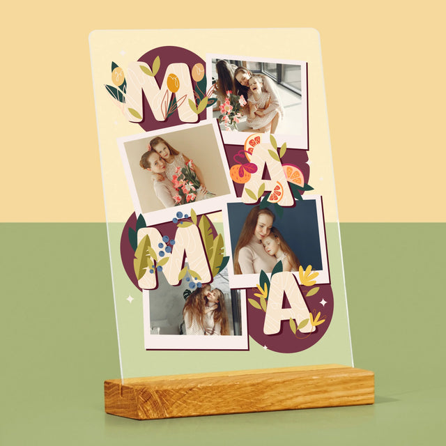 Fotokoláž: Písmená Mama - Tlač Na Akrylové Sklo (Vertikálne)