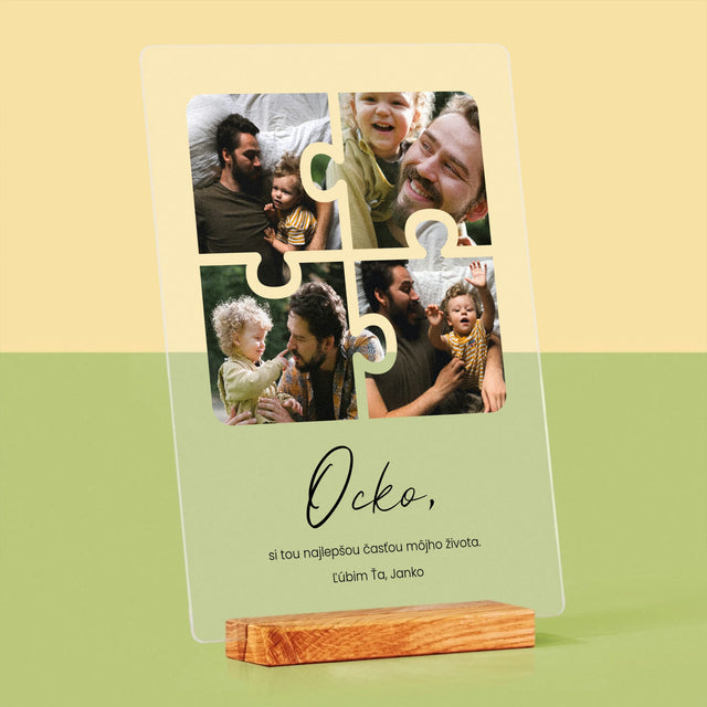 Fotokoláž: Puzzle Fotografie Pre Ocka - Tlač Na Akrylové Sklo (Vertikálne)