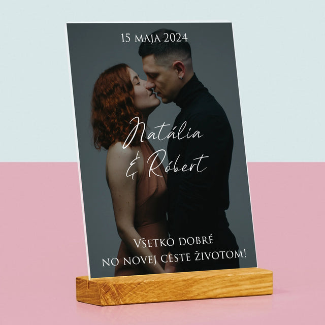 Fotografia A Podpis: Svadobná Fotografia Priania - Tlač Na Akrylové Sklo (Vertikálne)