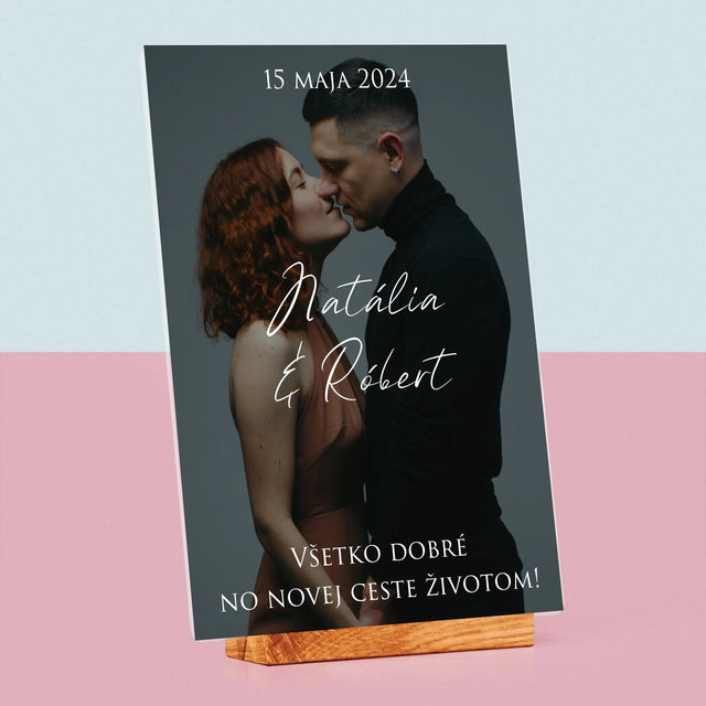 Fotografia A Podpis: Svadobná Fotografia Priania - Tlač Na Akrylové Sklo (Vertikálne)