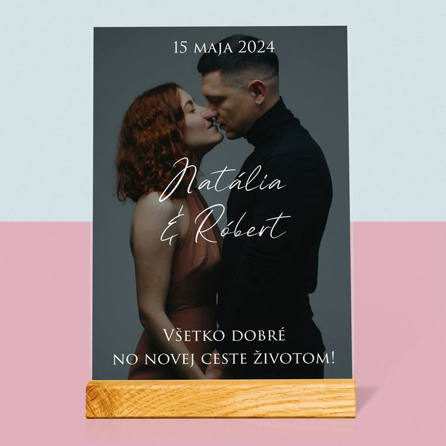 Fotografia A Podpis: Svadobná Fotografia Priania - Tlač Na Akrylové Sklo (Vertikálne)