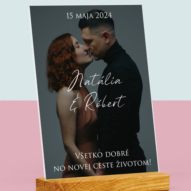 Fotografia A Podpis: Svadobná Fotografia Priania - Tlač Na Akrylové Sklo (Vertikálne)