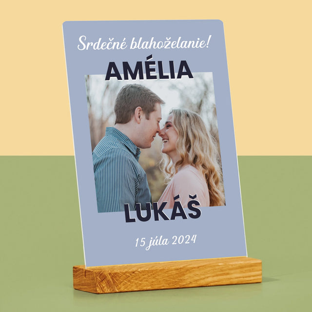 Fotografia A Podpis: Svadobné Blahoželanie - Tlač Na Akrylové Sklo (Vertikálne)