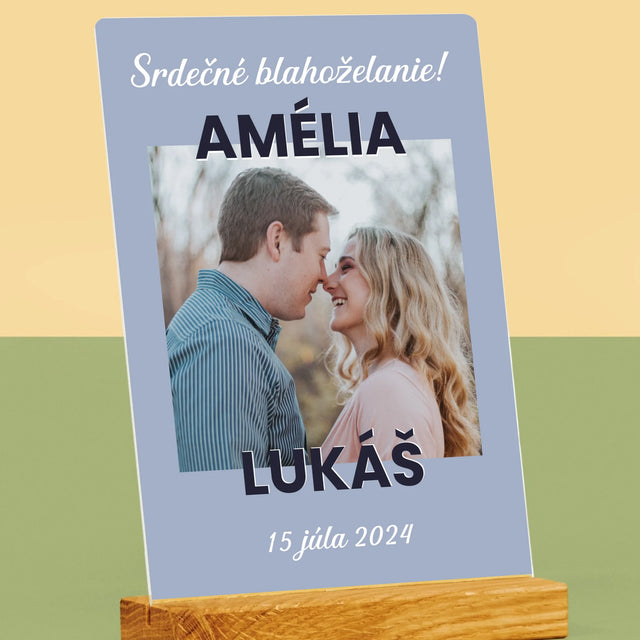 Fotografia A Podpis: Svadobné Blahoželanie - Tlač Na Akrylové Sklo (Vertikálne)