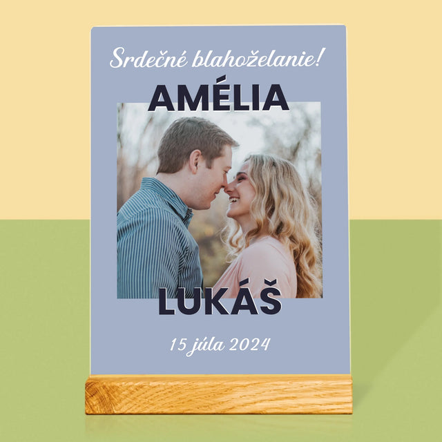 Fotografia A Podpis: Svadobné Blahoželanie - Tlač Na Akrylové Sklo (Vertikálne)