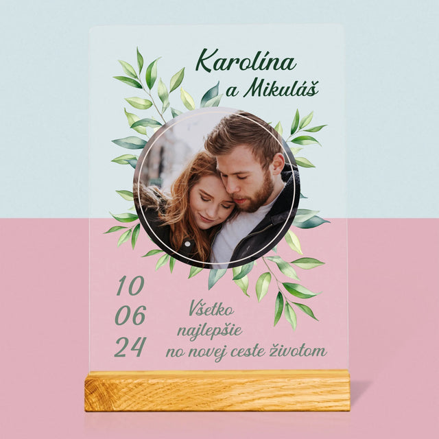 Fotografia A Podpis: Svadobné Lístky - Tlač Na Akrylové Sklo (Vertikálne)