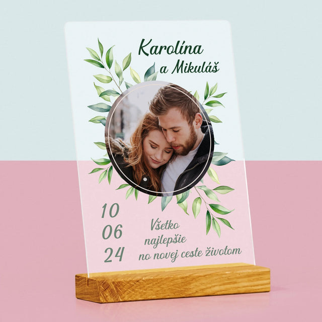 Fotografia A Podpis: Svadobné Lístky - Tlač Na Akrylové Sklo (Vertikálne)