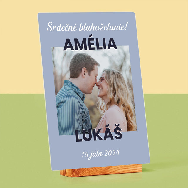 Fotografia A Podpis: Svadobné Blahoželanie - Tlač Na Akrylové Sklo (Vertikálne)