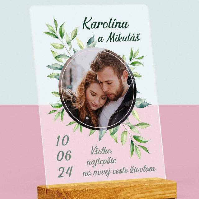 Fotografia A Podpis: Svadobné Lístky - Tlač Na Akrylové Sklo (Vertikálne)