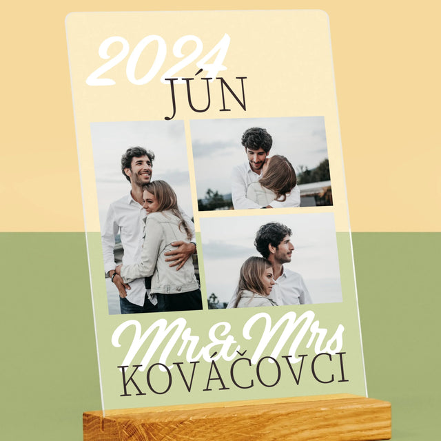 Fotokoláž: Mr&Mrs Dátum - Tlač Na Akrylové Sklo (Vertikálne)