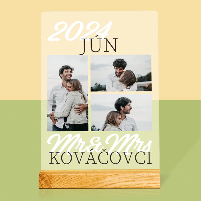 Fotokoláž: Mr&Mrs Dátum - Tlač Na Akrylové Sklo (Vertikálne)