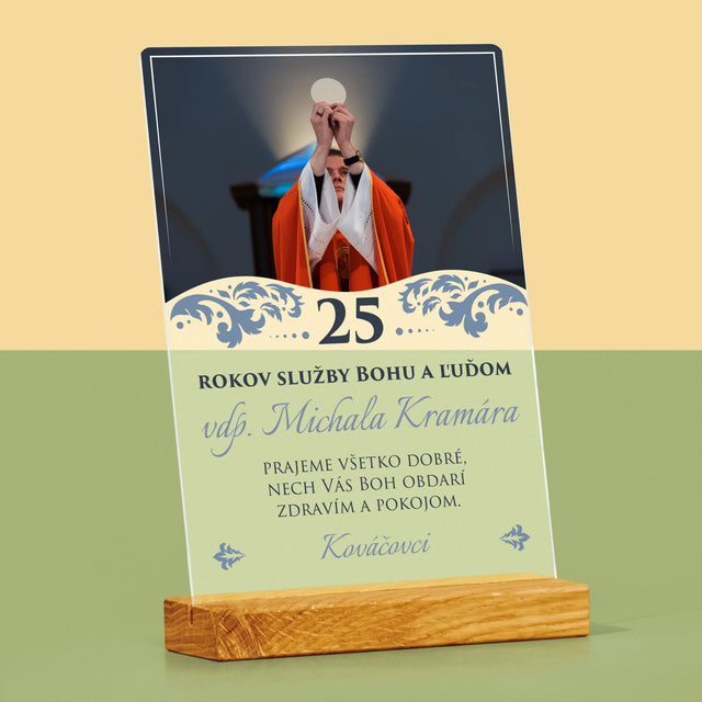 Fotografia A Podpis: Jubileum Služby Bohu A Ľuďom - Tlač Na Akrylové Sklo (Vertikálne)