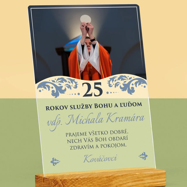 Fotografia A Podpis: Jubileum Služby Bohu A Ľuďom - Tlač Na Akrylové Sklo (Vertikálne)