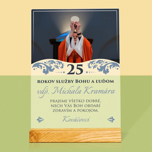 Fotografia A Podpis: Jubileum Služby Bohu A Ľuďom - Tlač Na Akrylové Sklo (Vertikálne)