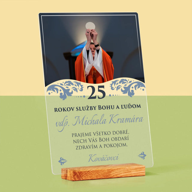 Fotografia A Podpis: Jubileum Služby Bohu A Ľuďom - Tlač Na Akrylové Sklo (Vertikálne)