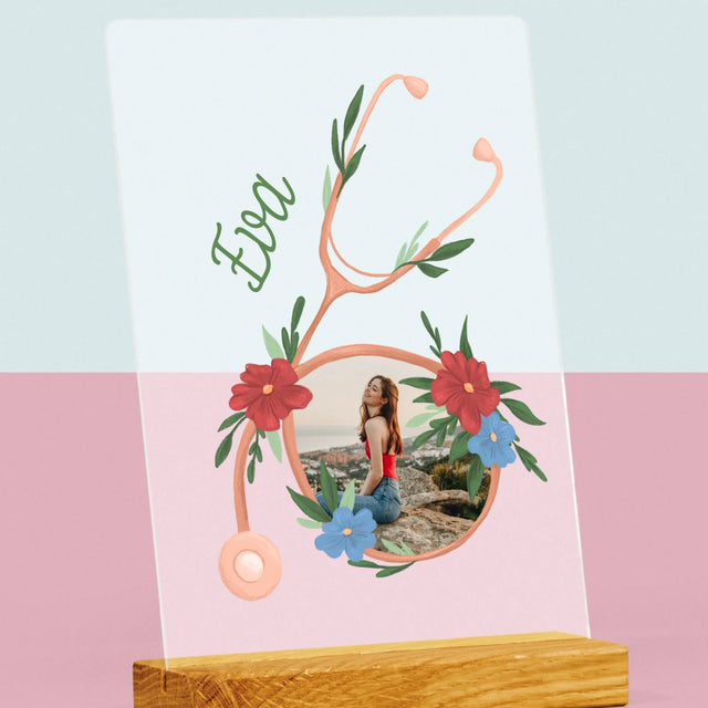 Fotografia A Podpis: Stetoskop Kvety - Tlač Na Akrylové Sklo (Vertikálne)