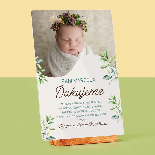 Fotografia A Podpis: Poďakovanie Pre Pôrodnú Asistentku - Tlač Na Akrylové Sklo (Vertikálne)