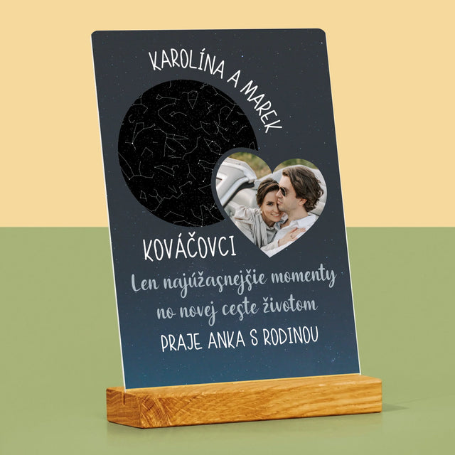 Mapa Hviezd: Nová Cesta Životom Svadba - Tlač Na Akrylové Sklo (Vertikálne)