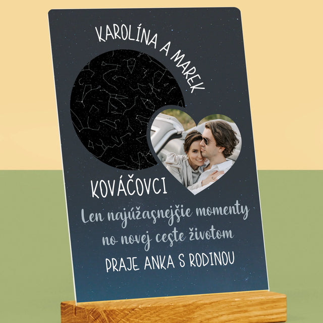 Mapa Hviezd: Nová Cesta Životom Svadba - Tlač Na Akrylové Sklo (Vertikálne)