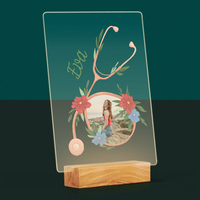 Fotografia A Podpis: Stetoskop Kvety - Tlač Na Akrylové Sklo (Vertikálne)